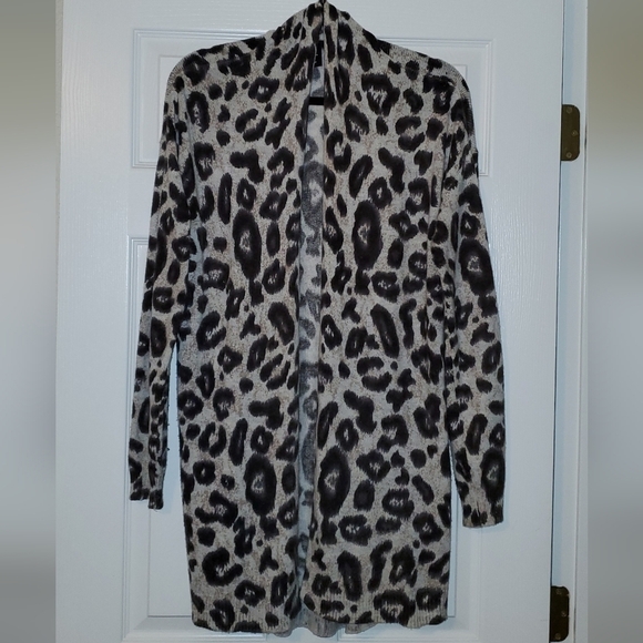 H&m animal print open front long cardigan US M - Picture 1 of 4